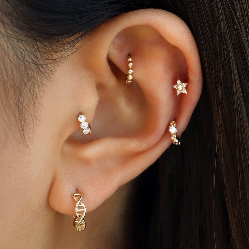 Buy Gold Flower Shaped Second Stud Earrings at FKJewellers | FKJERN18K3154  – FK Jewellers